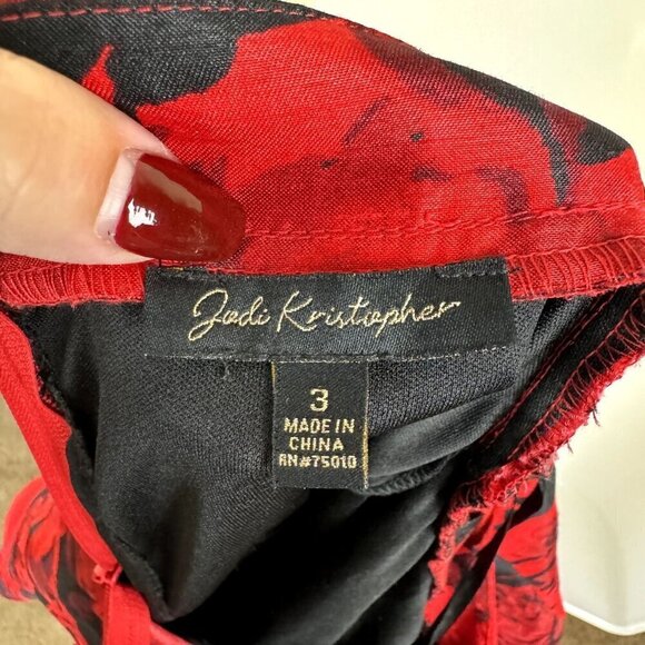 Jodi Kristopher SZ 3 Circle Skirt Red Black Lined Tulle Whimsigoth Fairy Vampire - Picture 5 of 8